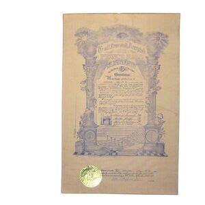 Prince Hall Lodge 86 Abercorn Framed 1967 Certificate Masons